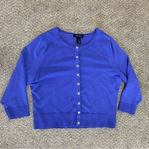 White House Black Market Outlet Cardigan Sweater Purple XL Pearl Buttons